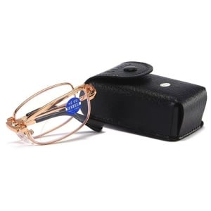 Folding Reading Glasses with Leather Case