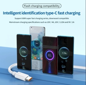 66W 6A Type-C fast charging cable black and white color options