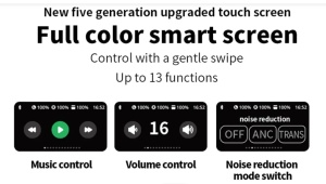 LED touch screen display case showing battery level of earbuds