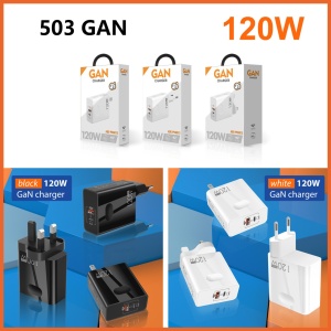 120W GaN Charger with EU plug – side angle