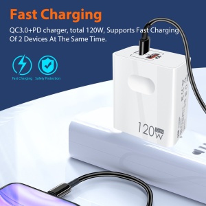 120W GaN Charger with US plug – top view