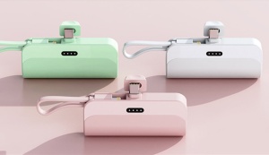 USB-C + Lightning plug view of the capsule power bank