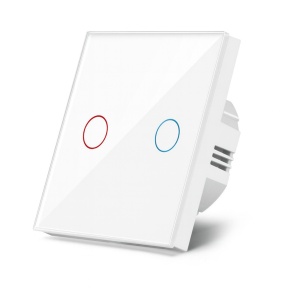 Black touch wall switch with capacitive sensor and glossy finish