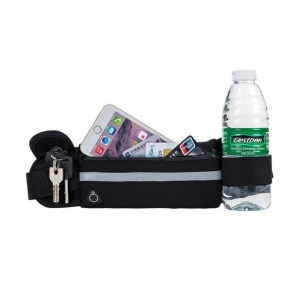 Running belt bag worn during outdoor exercise, snug fit