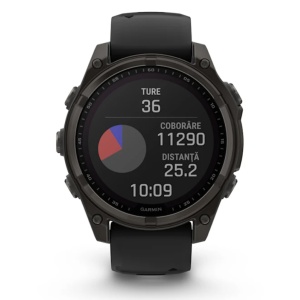 Ceas Garmin Fenix 8 Solar Sapphire Carbon Grey Titanium Black 47mm