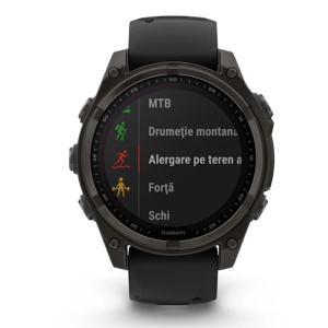 Ceas Garmin Fenix 8 Solar Sapphire Carbon Grey Titanium Black 47mm