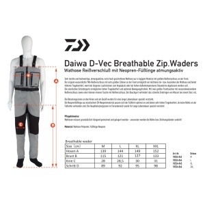 Cizme Piept Daiwa D-Vec Breathable Zip Waders - echipament pentru pescuit - Fisela