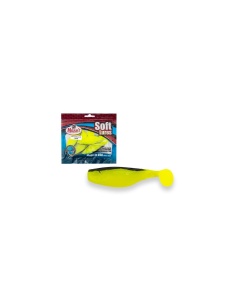 Shad Manns 10cm Galben Fluo Spate Negru 4buc - Img 1
