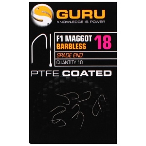 Carlig Guru Carlige Oblete F1 Maggot Barbless pentru pescuit - Fisela