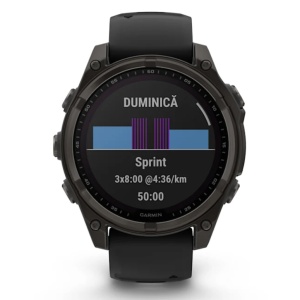 Ceas Garmin Fenix 8 Solar Sapphire Carbon Grey Titanium Black 47mm