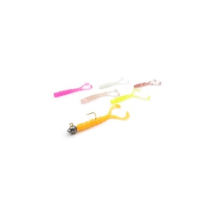 Vierme Mustad Aji Micro Chiki Clear Rainbow Glitter 4.3cm 12+1buc - echipament pentru pescuit - Fisela