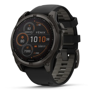 Ceas Garmin Fenix 8 Solar Sapphire Carbon Grey Titanium Black 47mm