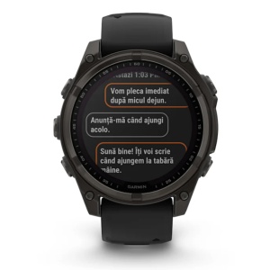 Ceas Garmin Fenix 8 Solar Sapphire Carbon Grey Titanium Black 47mm