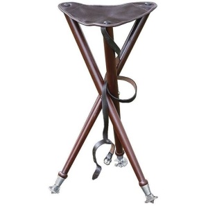 Scaun Vanator Trepied Lemn de Cedru Piele Bivol 65cm