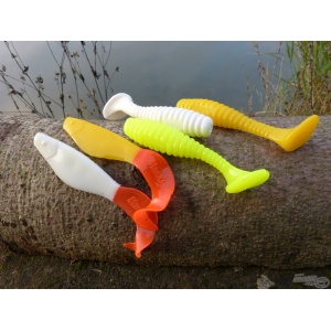 Shad Manns Swimmin Grub Y Yellow Galben 11cm 4buc - Img 3