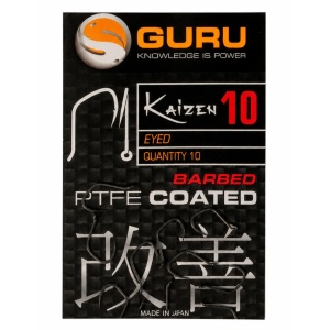 Carlige Guru Kaizen Eyed Hooks Barbed PTFE 10buc - Img 3