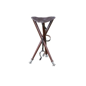 Scaun Vanator Trepied Lemn de Cedru Piele Bivol 65cm - Img 1