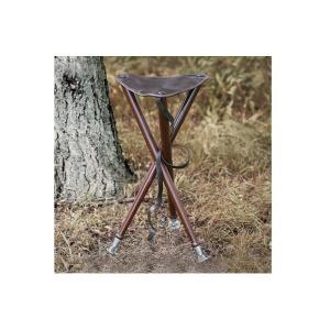 Scaun Vanator Trepied Lemn de Cedru Piele Bivol 65cm - Img 2