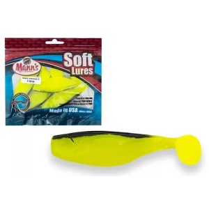 Shad Manns 10cm Galben Fluo Spate Negru 4buc - echipament pentru pescuit - Fisela
