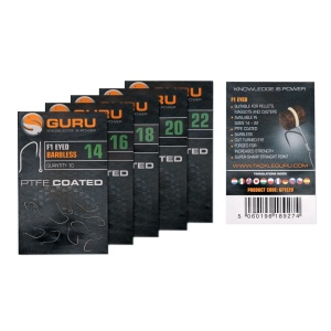 Carlige Guru F1 Eyed Barbless PTFE 10buc - Img 2