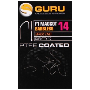 Carlig Guru Carlige Oblete F1 Maggot Barbless pentru pescuit - Fisela