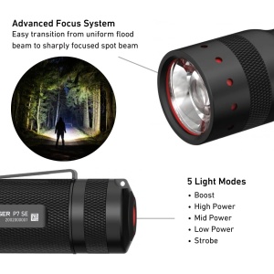 Lanterna LED Lenser P7 SE 4xAAA max 500 Lumeni - echipament pentru pescuit - Fisela