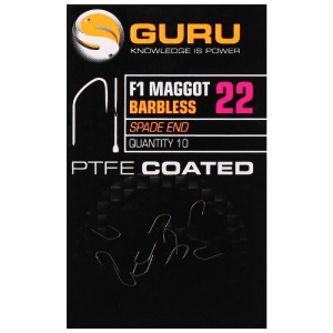Carlig Guru Carlige Oblete F1 Maggot Barbless pentru pescuit - Fisela