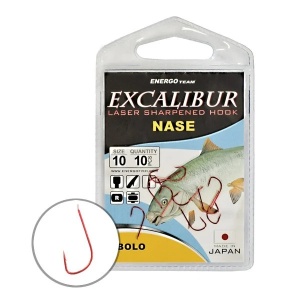 Carlige Scobar Rosii Excalibur Nase Bolo Red 10buc