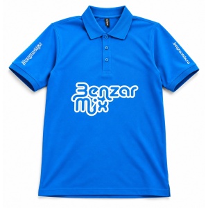 Tricou Benzar Polo Guler Blue White logo