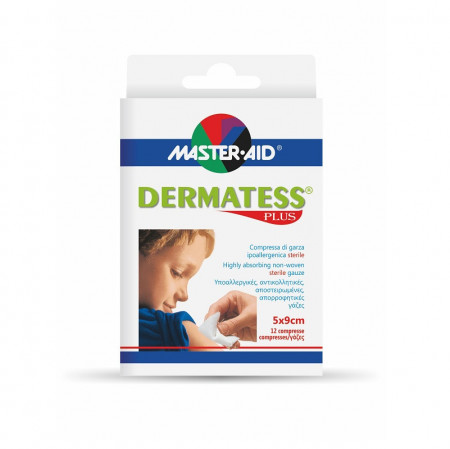 Comprese sterile Dermatess Plus, Master-Aid, din material nețesut, 5×9 cm