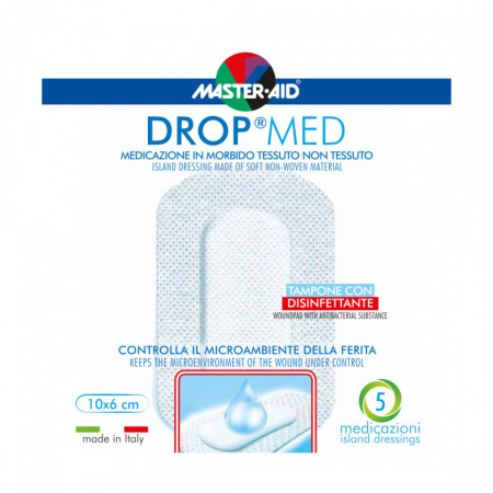 Pansament steril Drop Med, autoadeziv, antiseptic , 10cm x 6cm, 5 bucăți