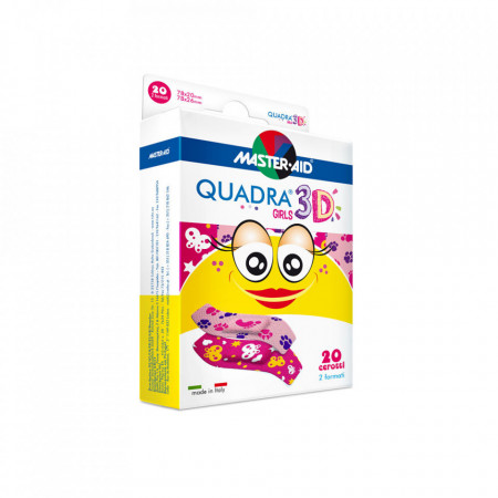 Plasturi Quadra 3D Girls, Master-Aid, pentru fetite, 20 bucăți