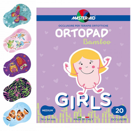 Ortopad Girls - Ocluzoare colorate pentru fetițe, Master-Aid, 20 bucăți, 76*54mm