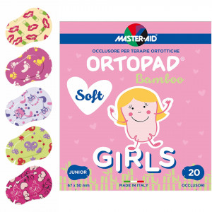 Ortopad Soft Girls – Ocluzoare colorate pentru fetițe, Master-Aid, 20 bucăți, Junior, 67x50mm