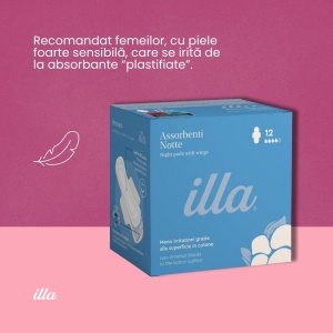 Absorbante Noapte Bumbac 100% Flux Abundent Illa, 12 buc - Img 5