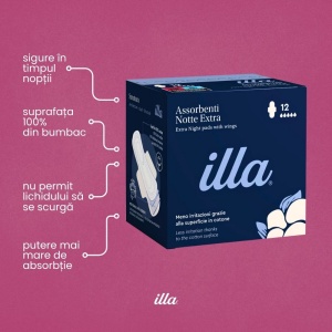 Absorbante Noapte Extra Bumbac 100% Illa, 12 buc - Img 6
