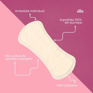 Absorbante Zilnice Bumbac 100% Pocket Illa, 20 buc - Img 2