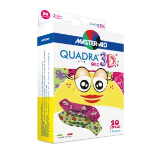 Plasturi Quadra 3D Girls pentru Fetițe, 20 buc
