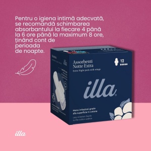 Absorbante Noapte Extra Bumbac 100% Illa, 12 buc - Img 3