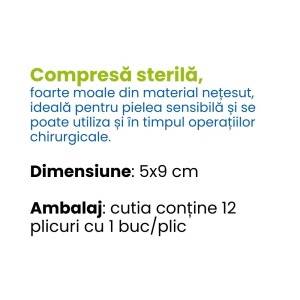 Comprese sterile Dermatess Plus, Master-Aid, din material nețesut, 5×9 cm - Img 3