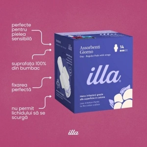 Absorbante Zi Bumbac Piele Sensibilă Illa, 14 buc - Img 5