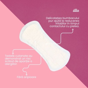 Absorbante Zilnice Bumbac 100% 2 Picături Illa, 20 buc - Img 2