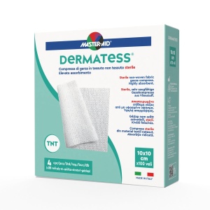 Comprese sterile Dermatess Master-Aid, din material nețesut 10×10 cm, 100 buc