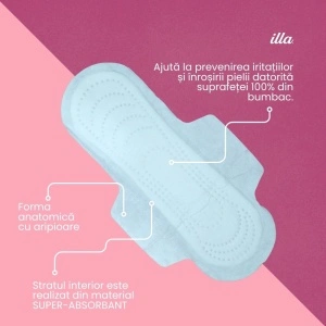 Absorbante Noapte Bumbac Flux Abundent Illa, 12 buc - Img 4