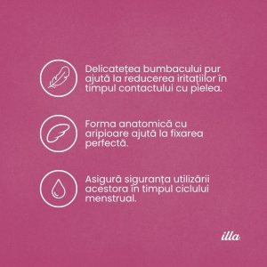 Absorbante Zi Bumbac 100% Piele Sensibilă Illa, 14 buc - Img 6