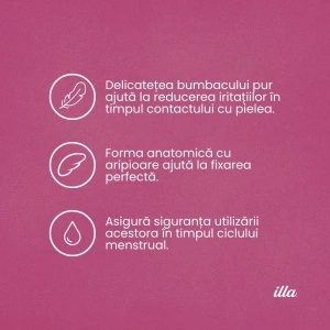 Absorbante Zi Bumbac Piele Sensibilă Illa, 14 buc - Img 6