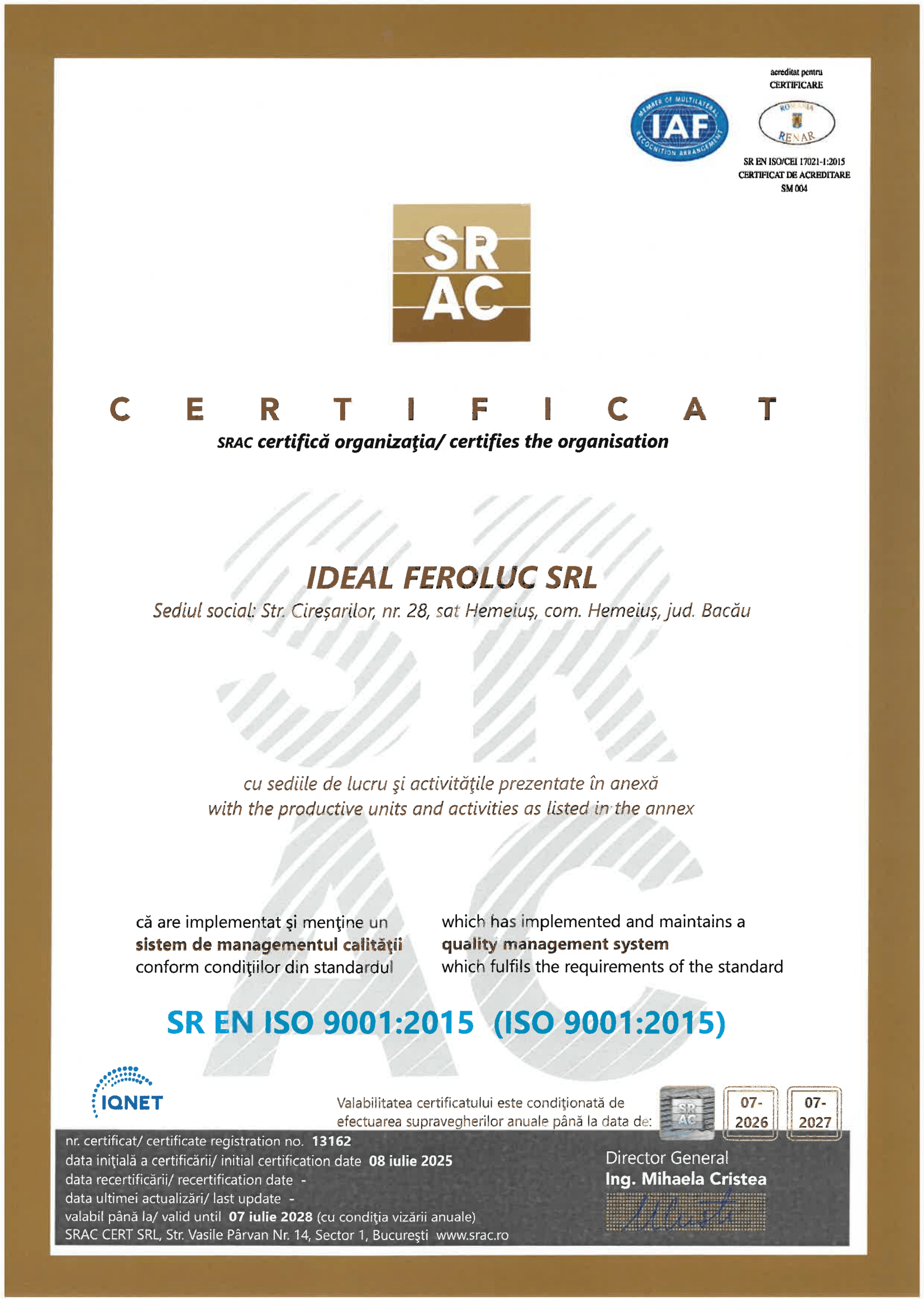 Certificare ISO 9001