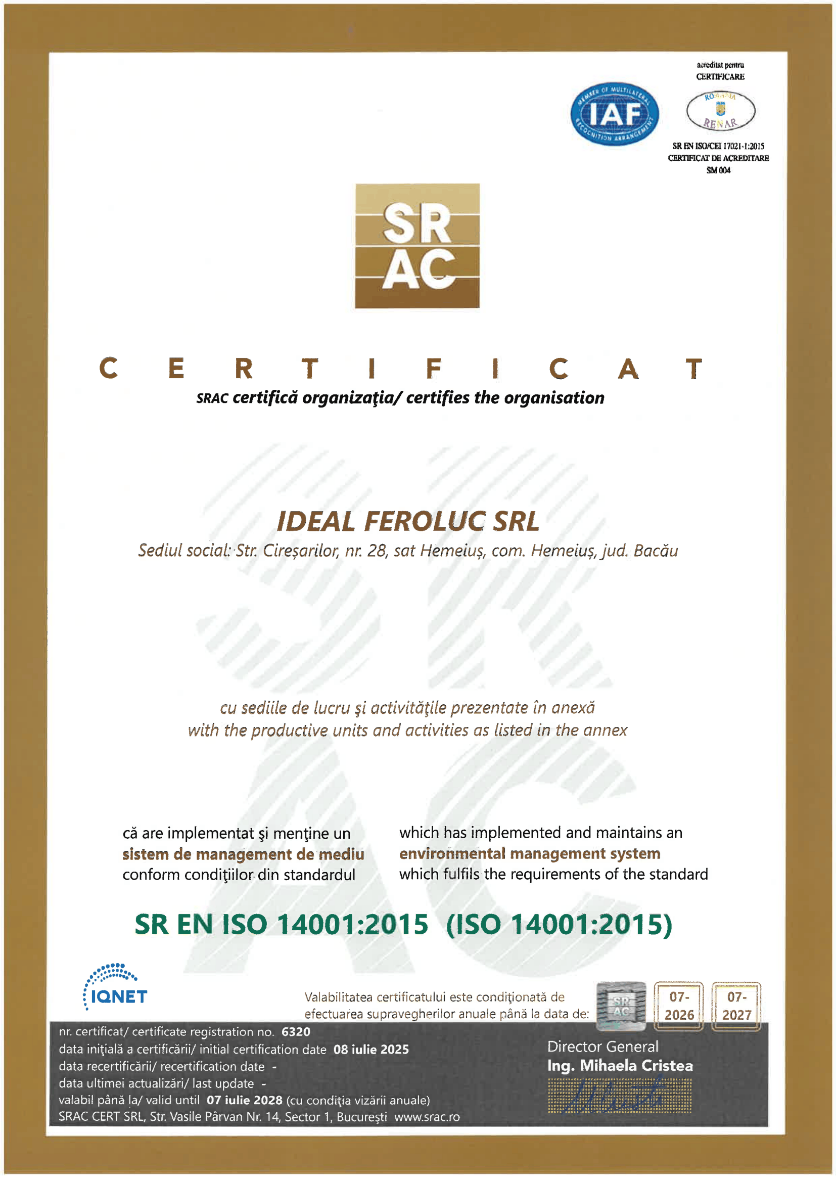 Certificare ISO 14001