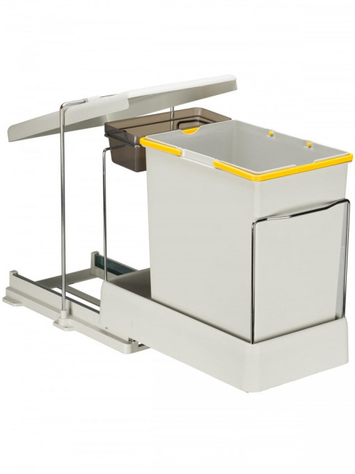 Cos gunoi model 21500, 273x430x430 mm, 1 cuva x1 l,1 cuva x 20 l finisaj gri