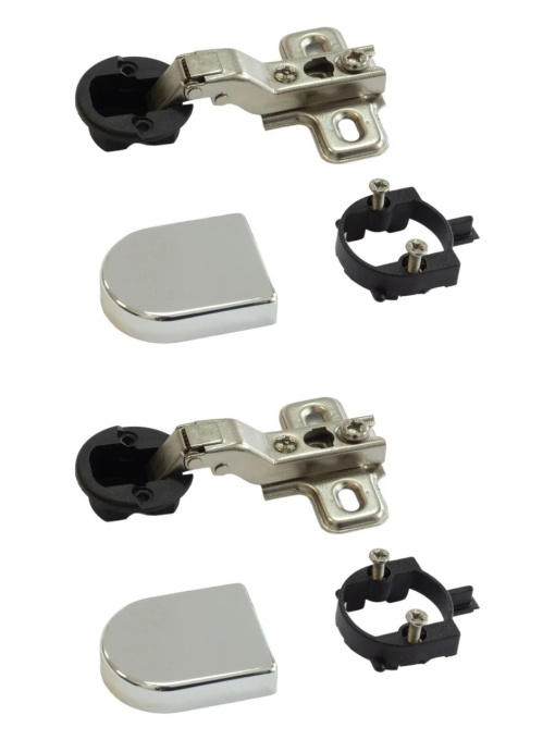 Set 2 balamale IFL D pentru usi sticla semiaplicate, accesorii incluse, crom lucios